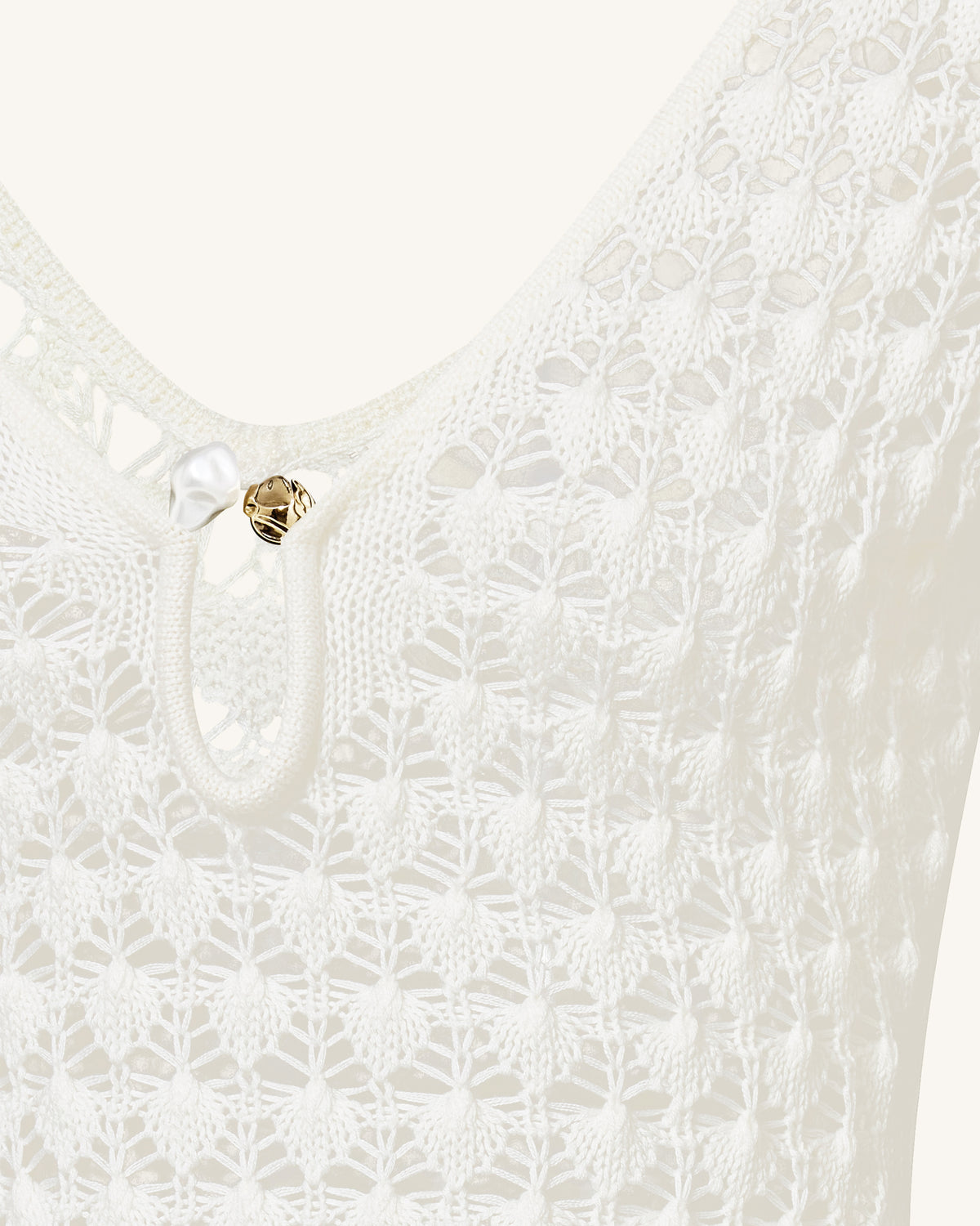 Pointelle Knit Keyhole Maxi Dress - White - view 4