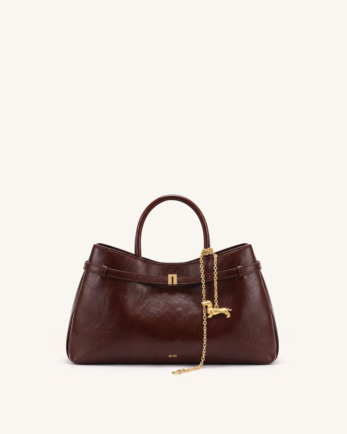 Maeve Dachshund Charm Satchel Tote Bag - Deep Burgundy - view 1