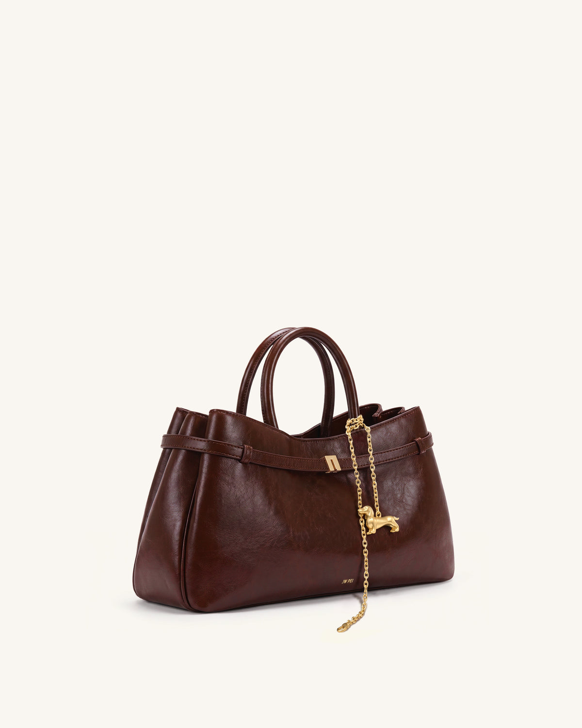 Maeve Dachshund Charm Satchel Tote Bag - Deep Burgundy - view 4