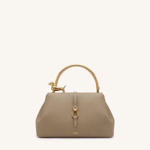 Bruna Dachshund Metal Handle Top Handle Bag - Light Brown - view 1