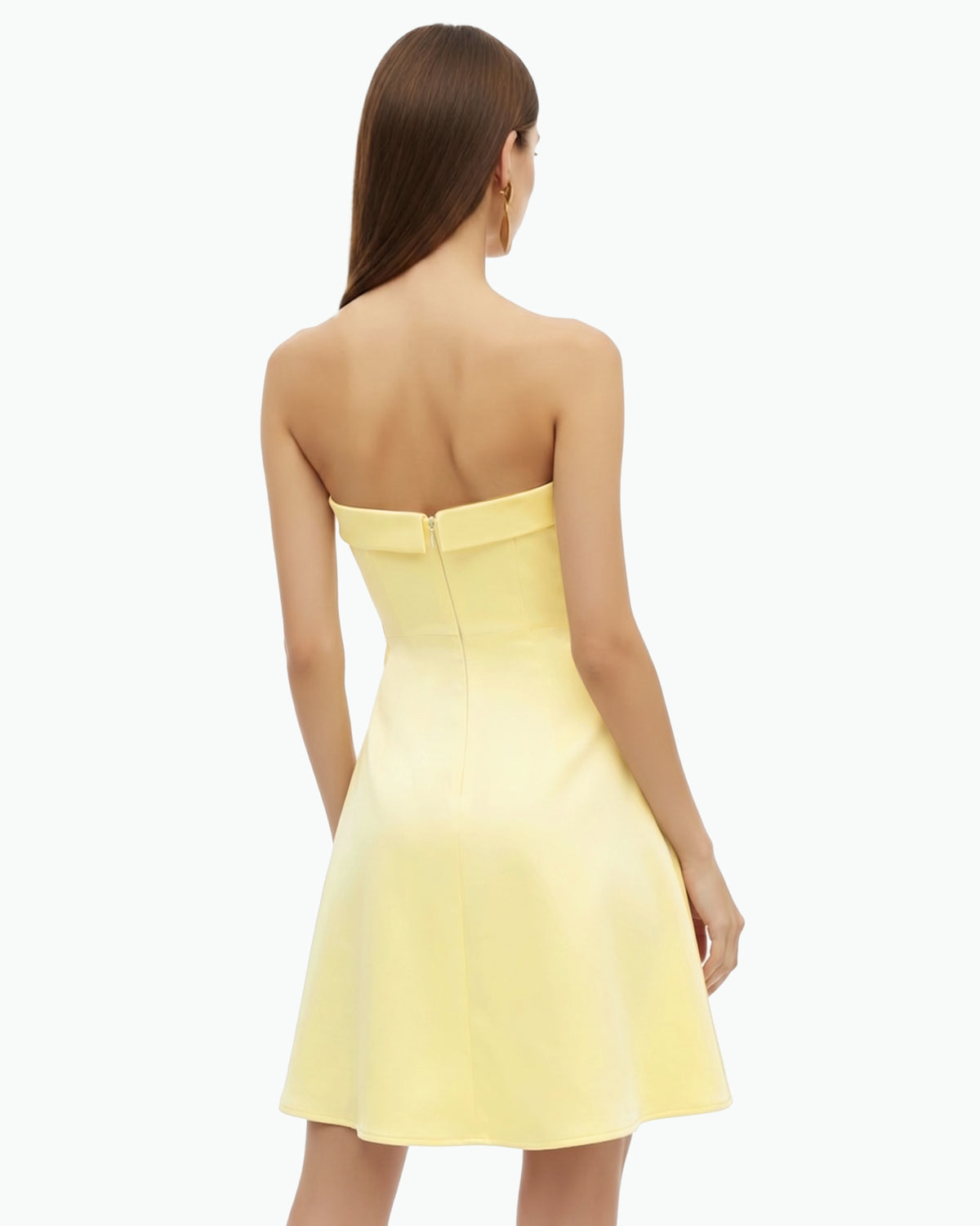 Orchid Embroidered Strapless A-Line Midi Dress - Pale Yellow - view 2