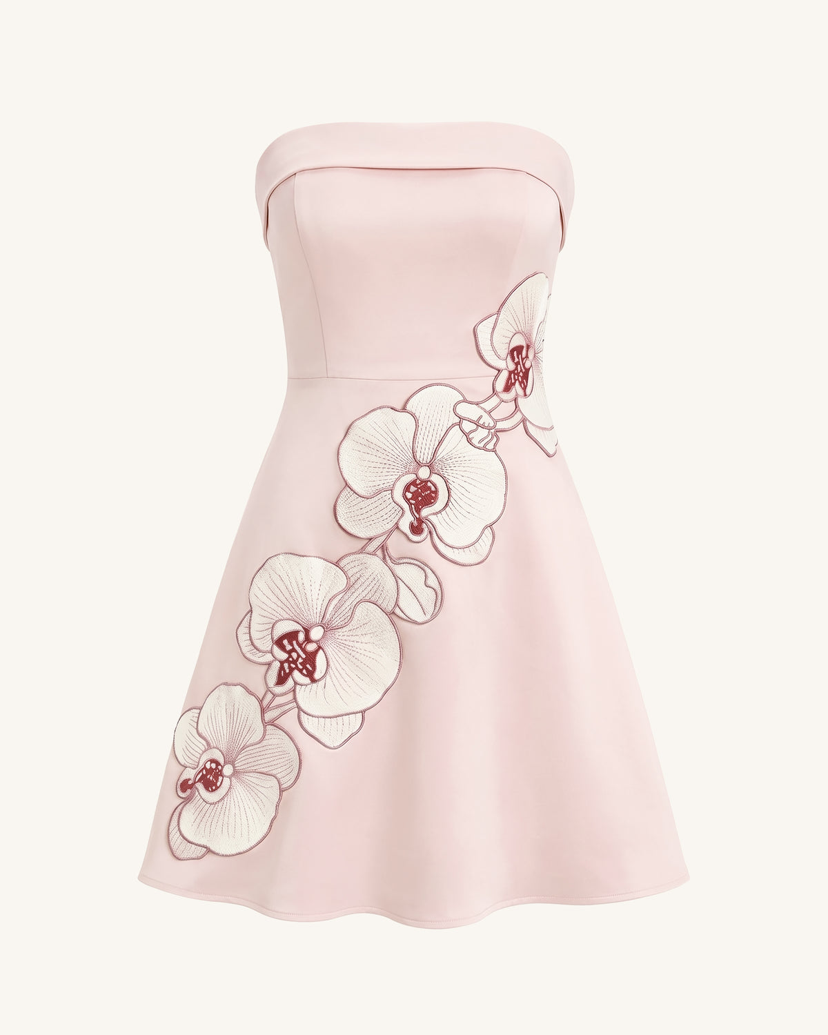 Orchid Embroidered Strapless A-Line Midi Dress - Blush Pink - view 3