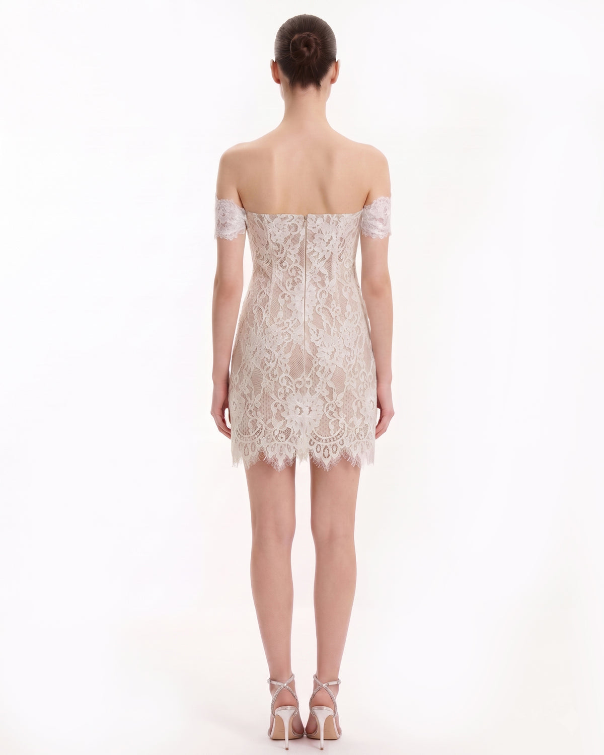 Off Shoulder Lace Mini Dress - White - view 2