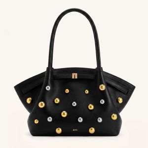 Hana Large Studded Tote Bag - Dark Black