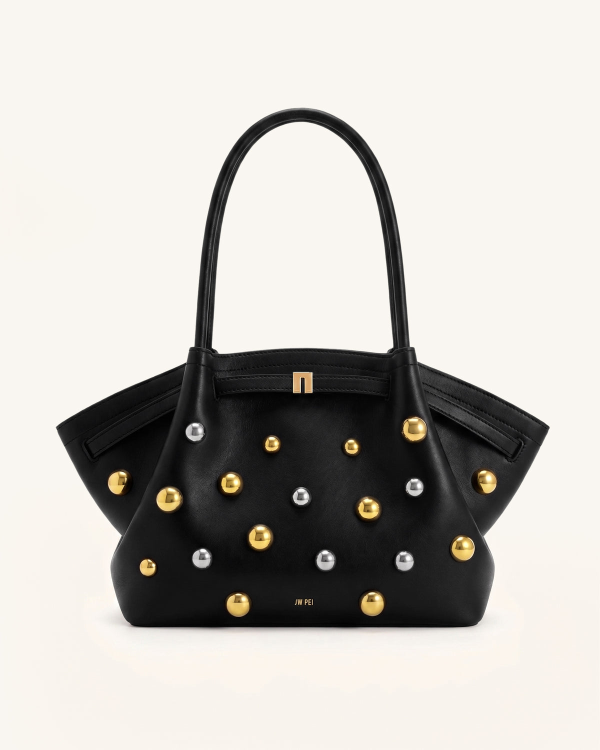 Hana Large Studded Tote Bag - Dark Black