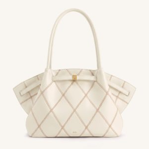 Hana Large Quilting Tote Bag - Ivory White