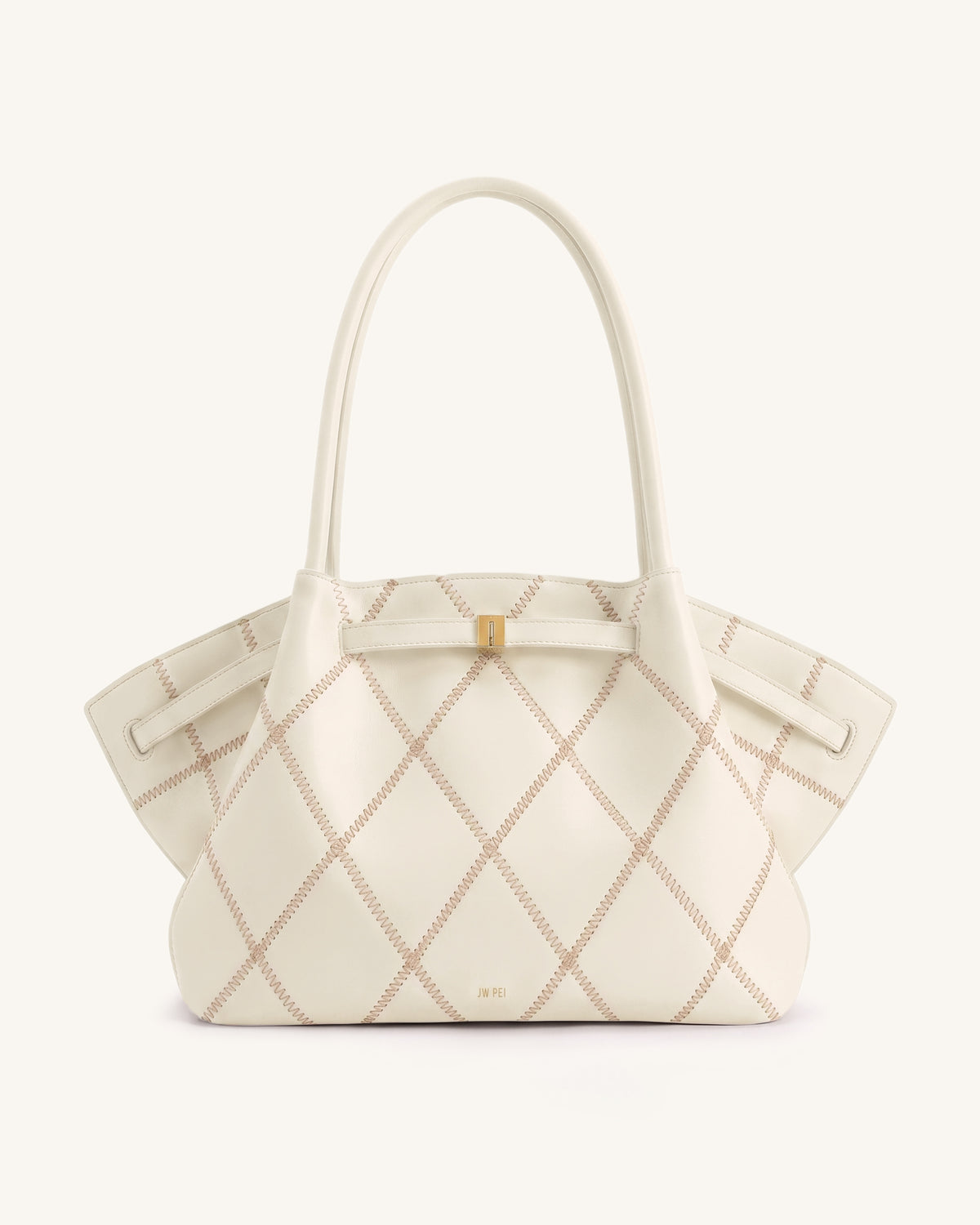 Hana Large Quilting Tote Bag - Ivory White