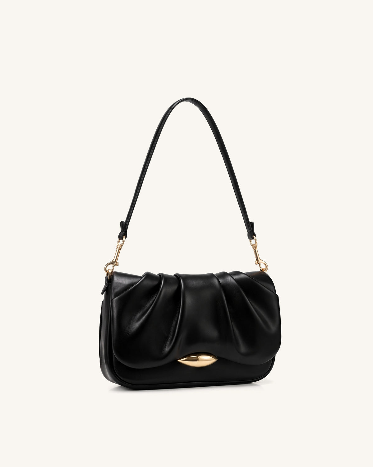 Sofia Ruched Shoulder Bag - Black - view 2