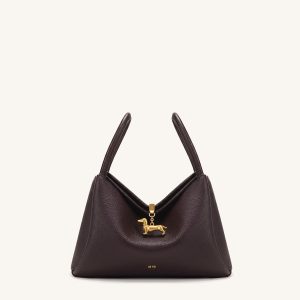 Maelle Dachshund Charm Double Handle Bag - Dark Brown - view 1