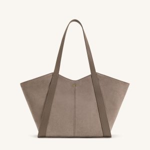Kiana Large Capacity Faux Suede Tote Bag - Taupe - view 1
