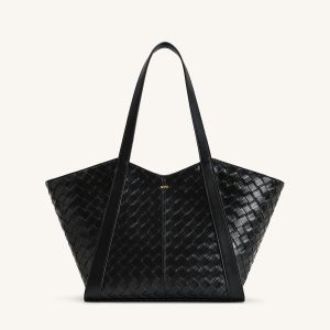 Kiana Large Capacity Weave Texture Tote Bag - Black - view 1