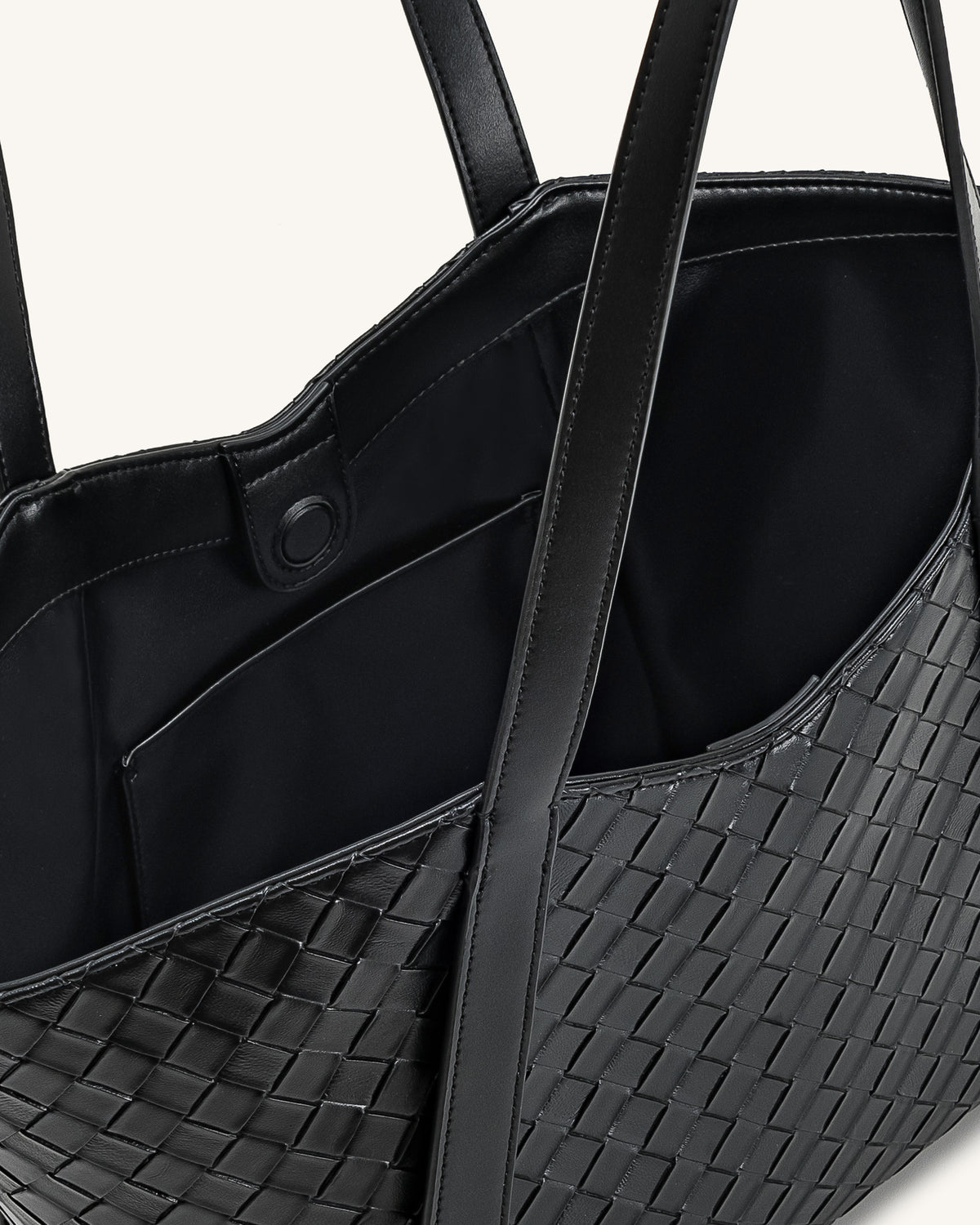 Kiana Large Capacity Weave Texture Tote Bag - Black - view 4