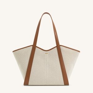 Kiana Large Capacity Tote Bag - Brown Canvas - view 1