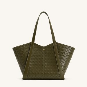 Kiana Large Capacity Weave Texture Tote Bag - Dark Olive - view 1