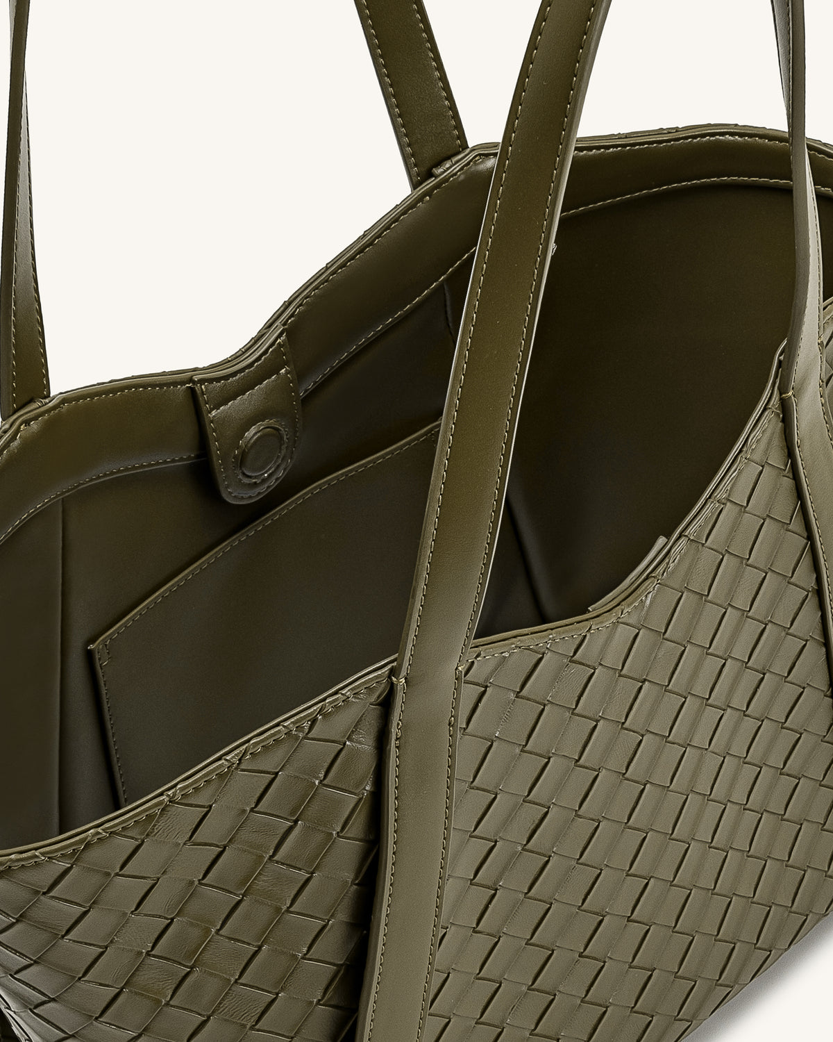 Kiana Large Capacity Weave Texture Tote Bag - Dark Olive - view 4