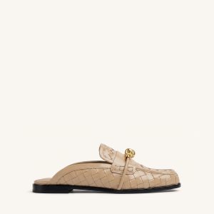 Elowen Woven Horsebit Mule Loafers - Khaki - view 1