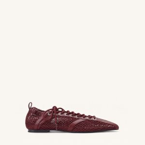 Ava Lace-Up Mesh Flats - Burgundy - view 1