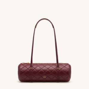 Marcella Quilted Cylinder Shoulder Bag - Burgundy - view 1