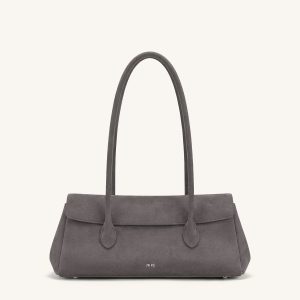Solenne Faux Suede East-West Shoulder Bag - Taupe - view 1