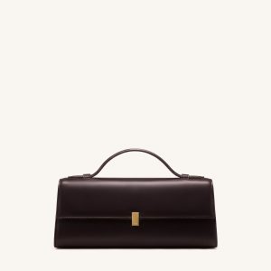 Delphine Flap Top Handle Bag - Dark Brown - view 1