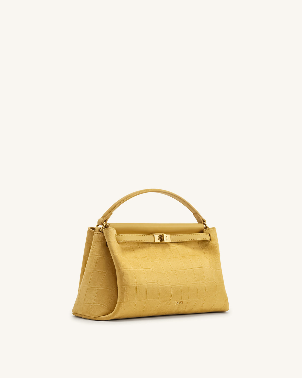 Carmen Faux Suede Croc-Embossed Top Handle Bag - Yellow - view 2