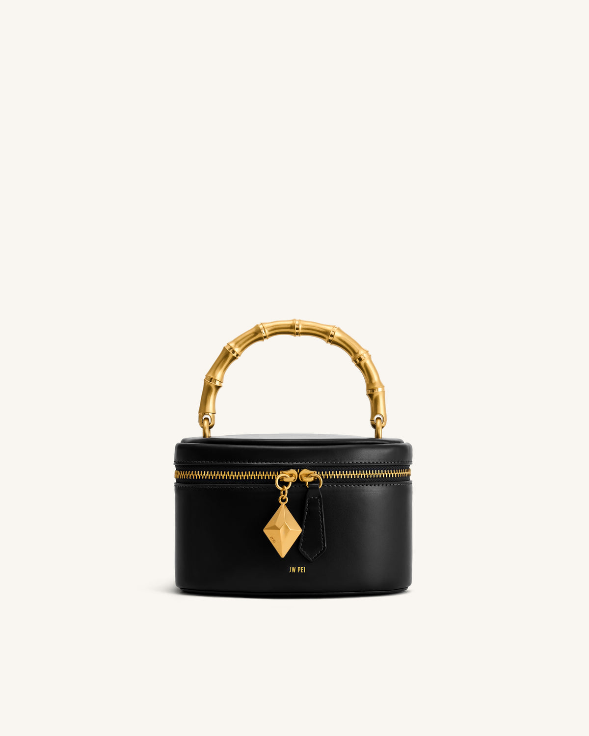 Natalie Metal Geometric Pendant Handle Bag - Black - view 1