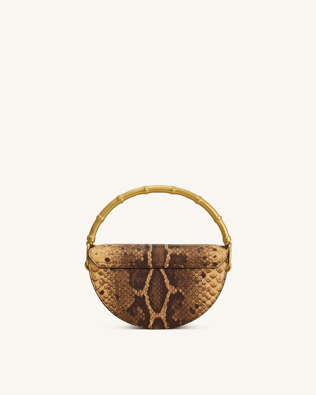 Sylvie Snake Print Half-Moon Top Handle Bag - Yellowish Brown - view 3