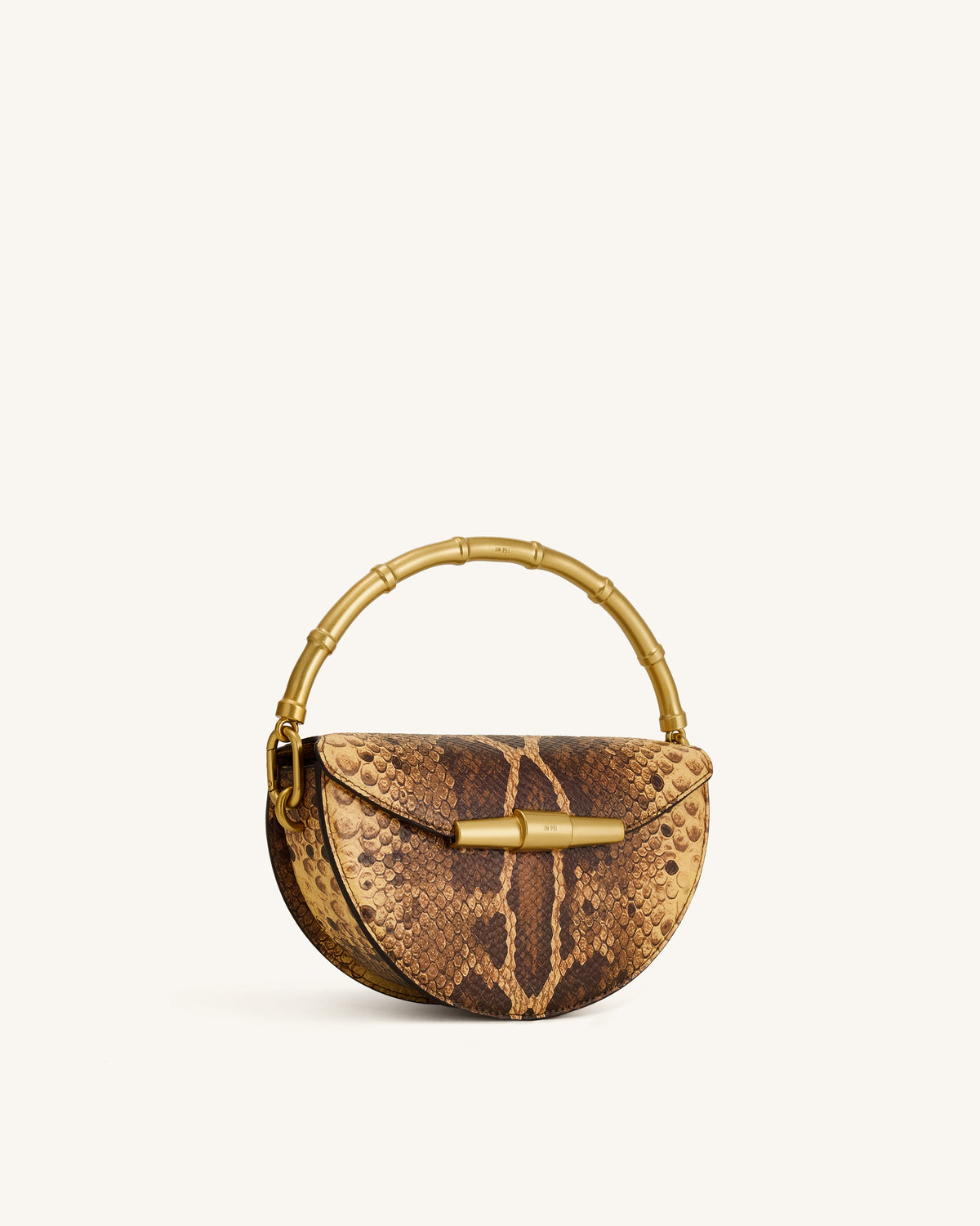 Sylvie Snake Print Half-Moon Top Handle Bag - Yellowish Brown - view 2