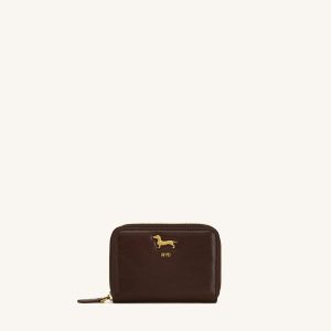 Maeve Dachshund Metal Emblem Zip Wallet - Chocolate - view 1