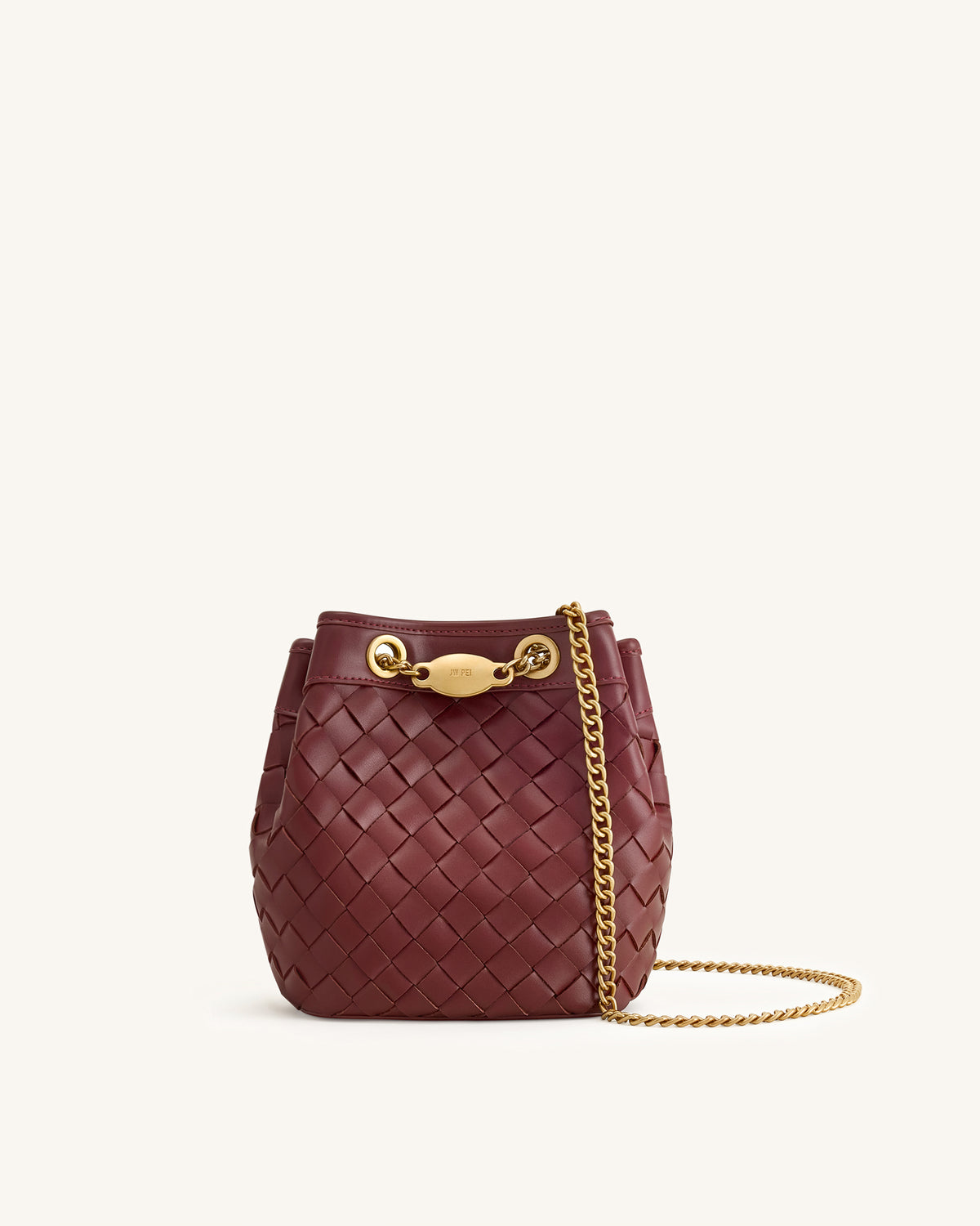 Yara Hand-Woven Bucket Bag - Burgundy - view 1