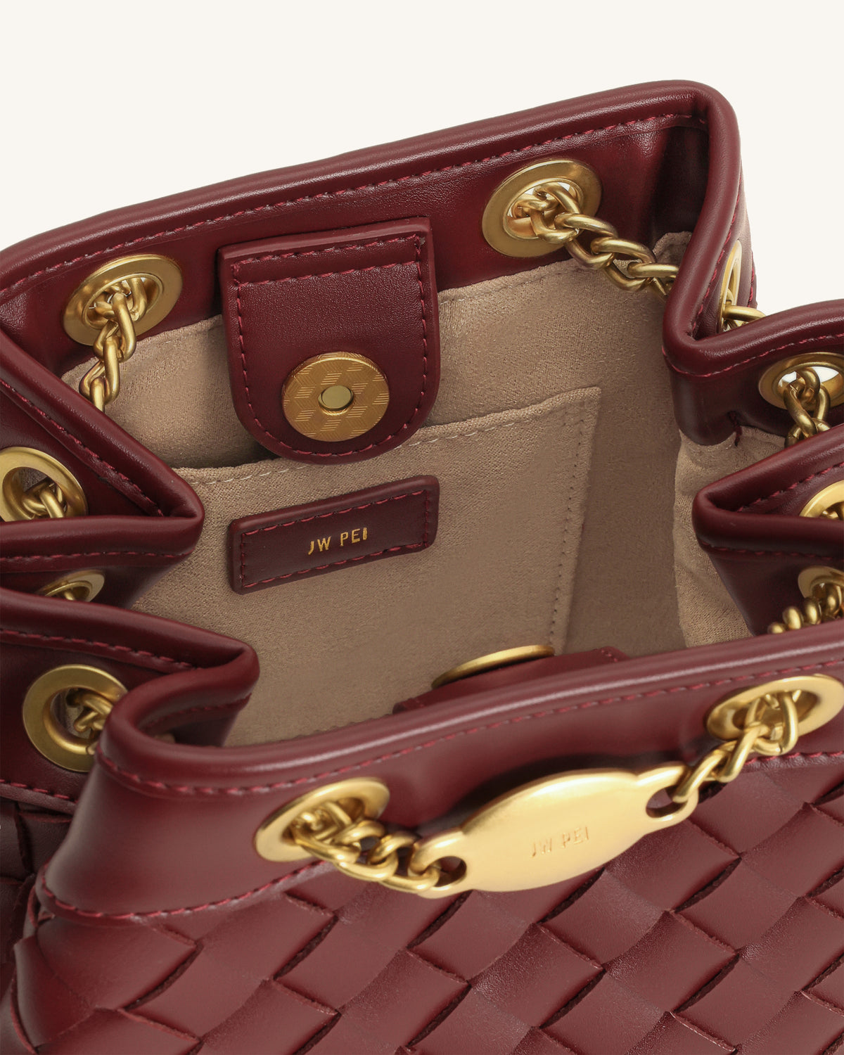 Yara Hand-Woven Bucket Bag - Burgundy - view 4