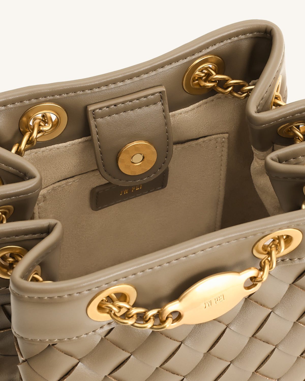 Yara Hand-Woven Bucket Bag - Taupe - view 4