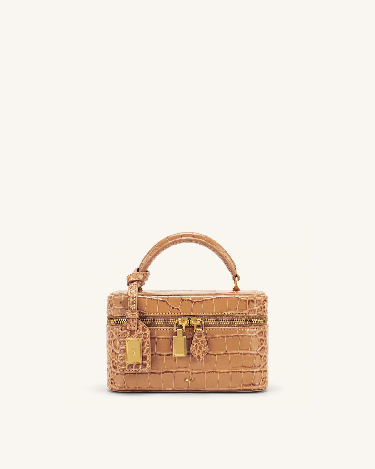 Cleo Box Shape Top Handle Bag - Brown Croc - view 1