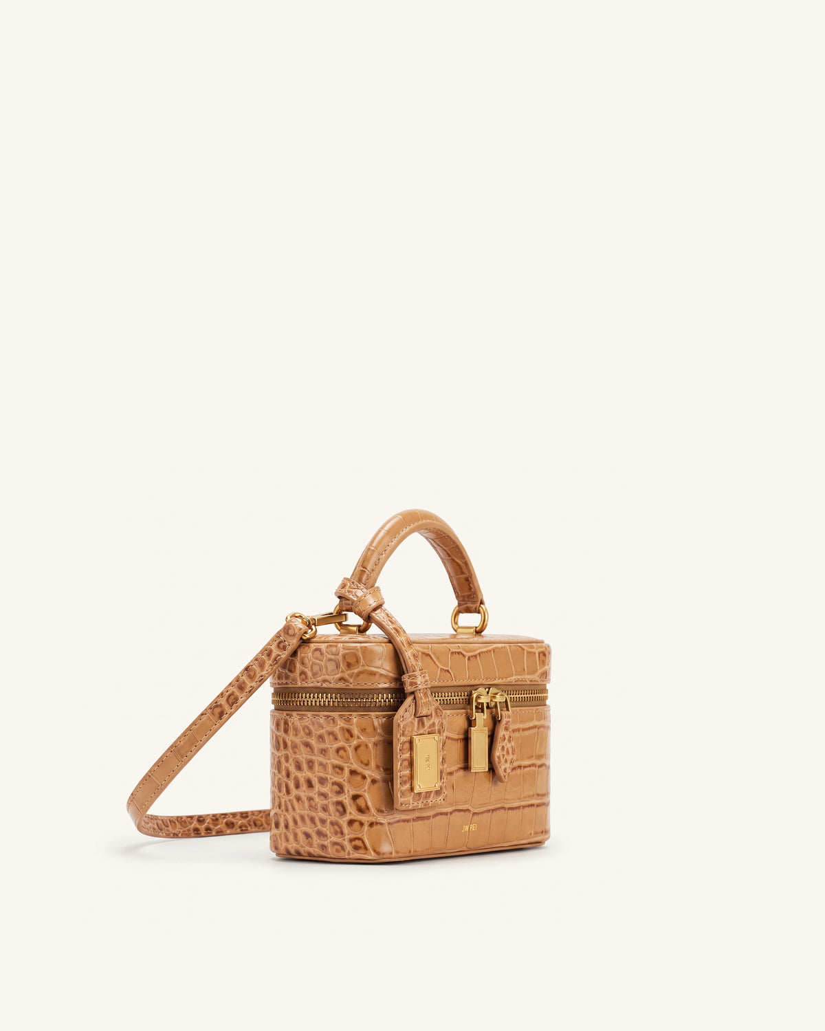 Cleo Box Shape Top Handle Bag - Brown Croc - view 2