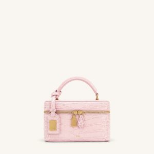 Cleo Box Shape Top Handle Bag - Light Pink Croc - view 1