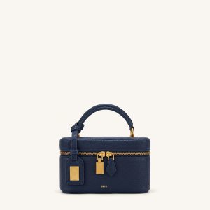 Cleo Box Shape Top Handle Bag - Navy Blue - view 1