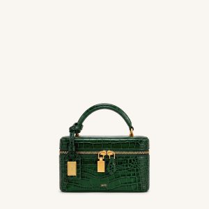 Cleo Box Shape Top Handle Bag - Forest Green Croc - view 1