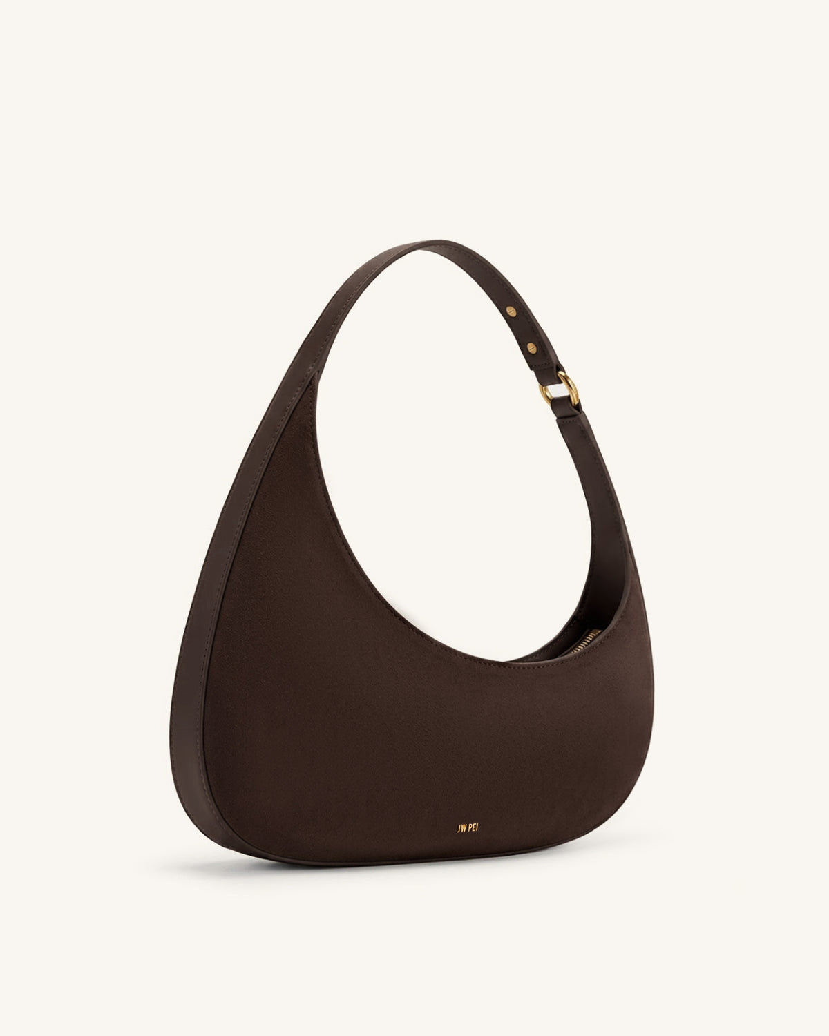 Harlee Faux Suede Shoulder Bag - Dark Brown - view 2