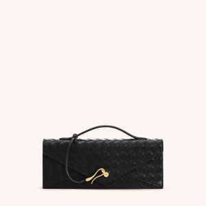 Celeste Woven Textured Envelope Top Handle Bag - Black - view 1