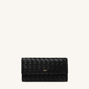Woven Texture Flap Wallet - Black - view 1