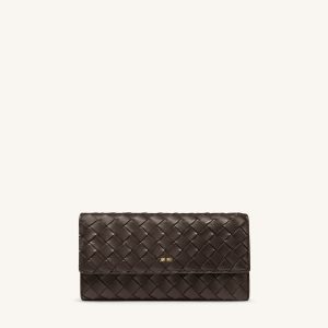 Woven Texture Flap Wallet - Chocolate - view 1