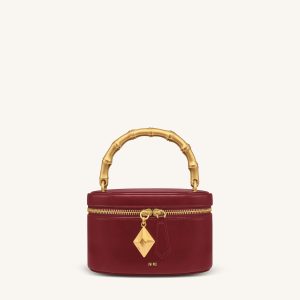 Natalie Metal Geometric Pendant Handle Bag - Burgundy - view 1
