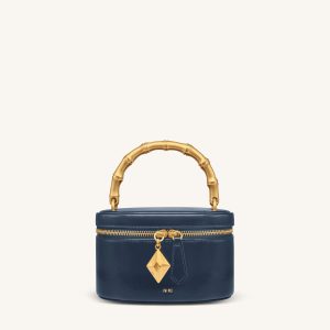 Natalie Metal Geometric Pendant Handle Bag - Navy - view 1