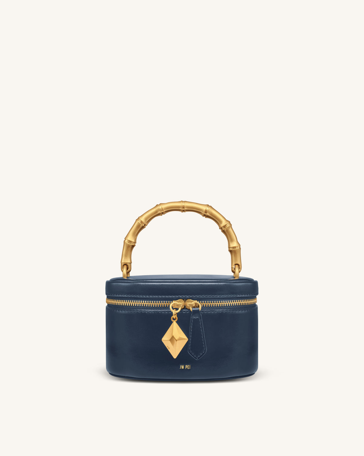 Natalie Metal Geometric Pendant Handle Bag - Navy - view 1