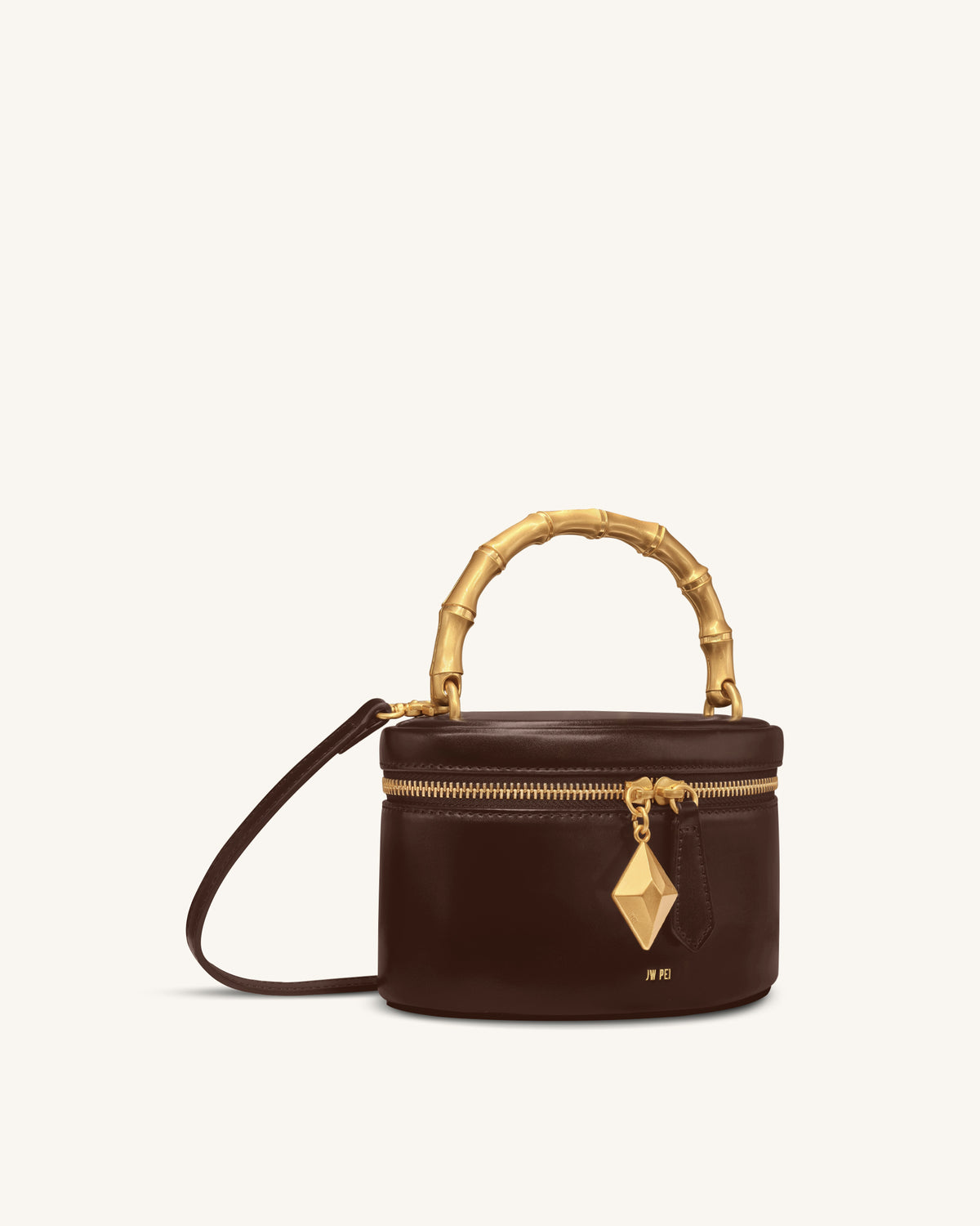 Natalie Metal Geometric Pendant Handle Bag - Dark Brown - view 2