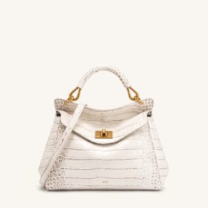Lucia Classic Top Handle Bag - Off White Croc - view 1