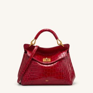 Lucia Classic Top Handle Bag - Burgundy Croc - view 1