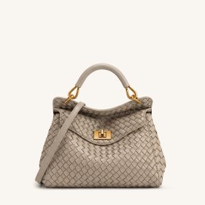 Lucia Classic Woven Top Handle Bag - Mud Gray - view 1