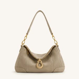 Jayla Faux Suede Metal Pendant Embellished Shoulder Bag - Grey - view 1