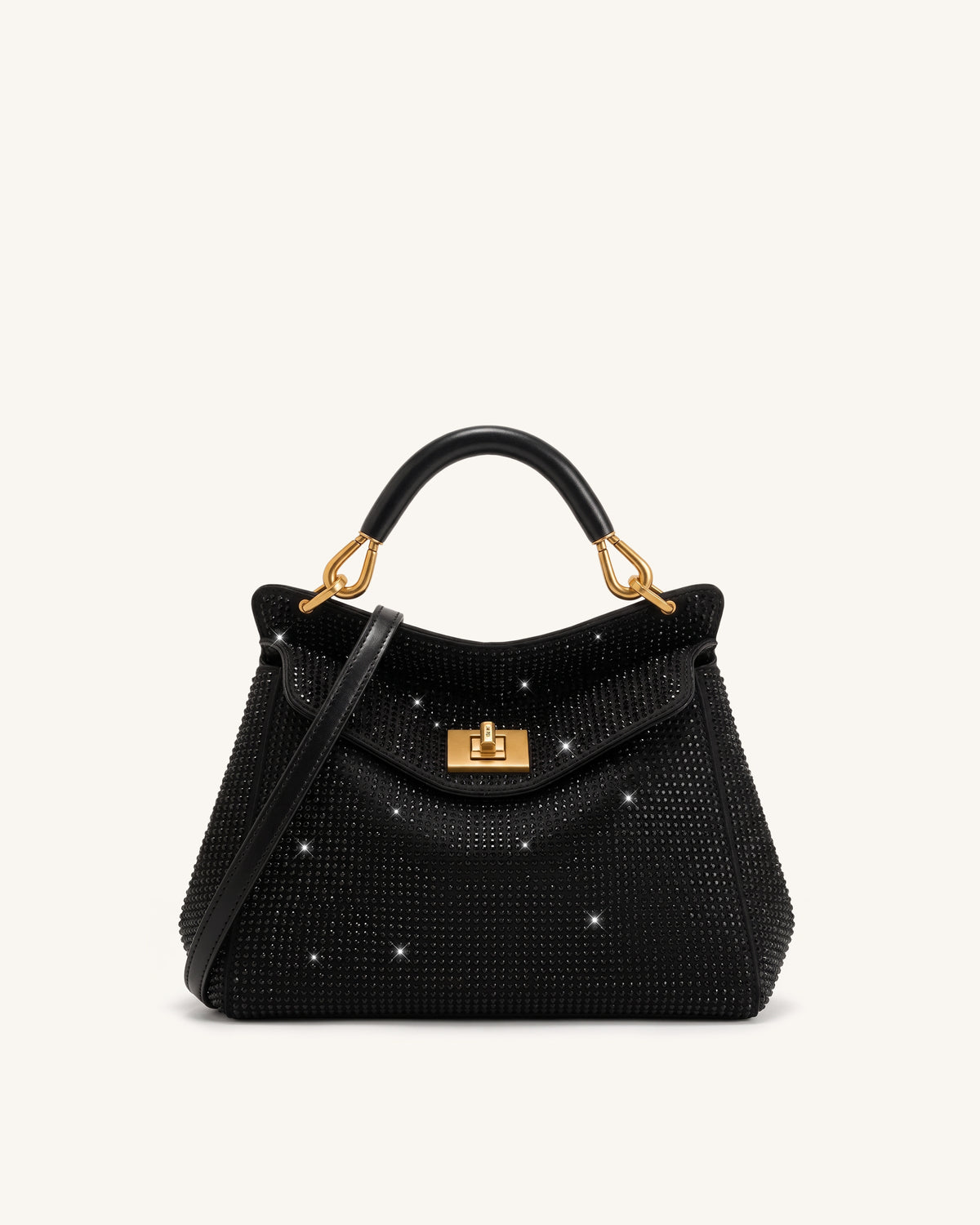 Lucia Classic Artificial Crystal Top Handle Bag - Black - view 1
